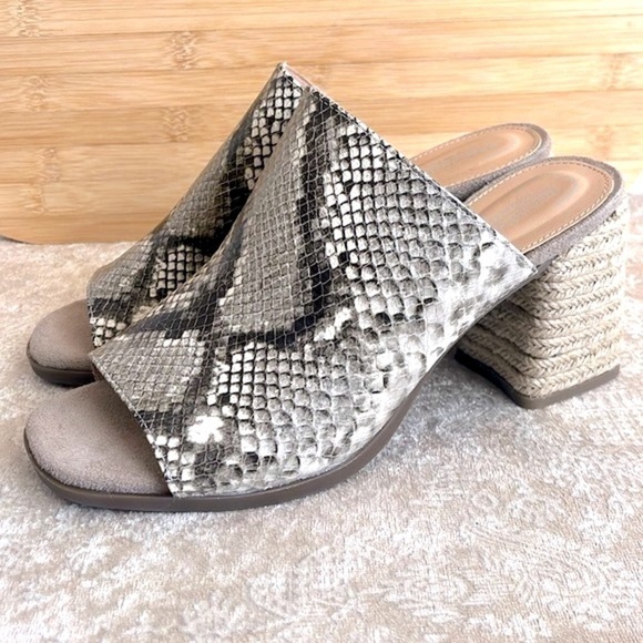 Brand New Rockport Genuine Leather Snakeskin Print Amara Slide Heeled Sandals - Picture 3 of 16